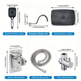 1Set High Pressure Square Rain Shower Head With High Pressure Handhead Shower, Equipped 149.86cm Extra Long Hose, 3-Way Diverter, Adhesive Shower Head Holder, Extention Shower Arm, Top Shower Head Set (Chromium Plating)