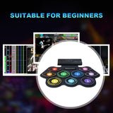 Portable Electronic Roll Up Drum Pad Set with 9 Pads, Drumsticks & Sustain Pedal - Christmas/Birthday Gift