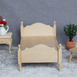 Dollhouse Miniatures Bedroom Wooden Single Bed for 1/12 Doll House Decor Furniture