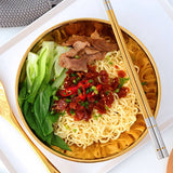2X Round Noodle Food Bowl Double Layer Anti-Scalding Tableware For Hot Pot Sauce Soup Rice Big Ramen Bowl Rainbow No.0