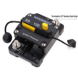 Surface-Mount Breakers 120A Waterproof Circuit Breaker Fuse Holder with Manual Reset Toggle Switch 12V- 72V DC