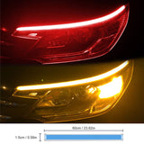 2Pcs Flexible LED Scan Turn Signal Strip 12V wing Daytime Running Light Auto Headlight White Blue Red