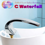 304 Stainless Steel Brass Flat C Waterfall Bathtub 1/2" Bathroom Shower Basin Faucet Hot Tub Water Draw-off Tap