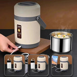 220V 2L Stainless Steel Warmer Electric Heated Lunch Box Container Constant Temperature Hot Food Thermal Boxes