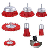 7 Pack Nylon Filament Abrasive Wire Brush Wheel & Cup Brush Set With 1/4 Inch Hex Shank, Nylon Drill Brush Set