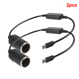 5V 12V Converter Cable Extender USB Type C Chargers To Cigarette Lighter Socket Truck Power Adapter Car Electronics Interior