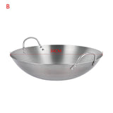 Stainless Steel Non Coating Woks Gas Cooker Traditional Handmade Pot With Double Ear Chef Fry Wok