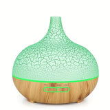 1pcs Air Humidifier Essential Oil Aromatherapy Diffuser With 7 Color LED Humidificador 16.91oz Crack Woodgrain USB Ultrasonic Aroma Diffuser For Classroom School Bedroom Home Office Travel Summer Essential