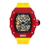PINTIME Mechanical Man Watches Classic RM Luxury Design Automatic Visable Wristwatch 12 Color Causal Men Watch Rubber Strap Belt
