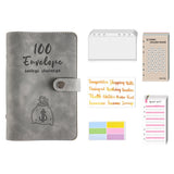 100 Envelopes Money Saving Challenge Budget Binder PU Leather Cover with Cash Envelope PVC Pocket Zipper/Budget Cards stickers