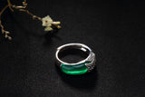 925 Sterling Silver Fashion Personality Retro Feather Inlaid Finger Ring