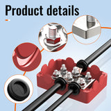500A Marine Bus Bar 48V Automotive Power Distribution Block Big Current 6 Studs With Red Black Plastic Cover For Car Boat Auto