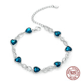 Heart Of The Ocean Sterling Silver Bracelet White Gold Plated