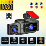 1080P Dash Cam With WiFi 3 Cameras Front Inside Rear 3" Car Video Recording Wide Angle Night Vision G-Sensor 24H Parking Monitor