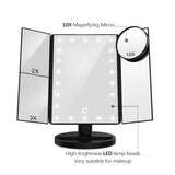 Foldable Makeup Light 3 Folding 1X 2X 3X Desktop Vanity Mirror Dimmable Rotatable With Touch Switch LED Mirrors