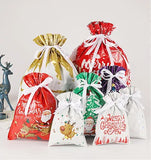 15Pcs Drawstring Bags 2024 Merry Santa Claus Gift Large Candy Cookie Packaging Bag Christmas Decora
