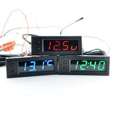 DC 5- 28V DIY Car Brighess Adjustment Temperature 2 Probes Voltage Monitor Meter LED Digital Clock Timer Green Blue Red
