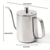 1pc 600ml Hand-Pouring Coffee Pot with No. 6 Handle and Cover - Perfect for Brewing Delicious Coffee at Home