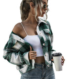 Women's Loose Casual Shirt Plush Check Jacket