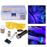 Car R134A R12 Air Conditioning A/C System Leak Test Detector Kit 28 LED Flashlight Protective Glasses UV Dye Tool Set