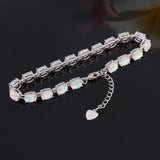 Silver Plated Oval Opal Bracelet Women's Jewelry
