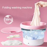 Mini Portable Ultrasonic Turbine Washing Machine Foldable Bucket Laundry Clothes Washer Cleaner for Home Travel