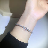Women's Sterling Silver Bubble Design Full Diamond Bracelet