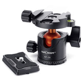 Ballhead Tripod Mount 28mm Large Ball Head Adapter QR Plate 1/4 Inch Aluminium Alloy 10kg Payload