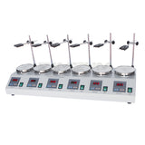 6-head Magnetic Heating Stirrer Multi-unit Lab Heating Mixer with Digital Display 2400rpm Thermostatic Hotplate Mixer 220V HJ-6A