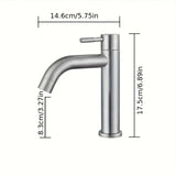 1pc 304 Stainless Steel Faucet, Single Cooled Ceramic Valve Core, Single Handle Bathroom Cabinet Basin Faucet
