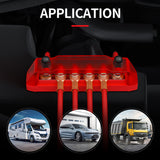 150A Power Distribution Block 12V 6 x 5/16" Terminal Stud Positive & Ground Battery Bus Bar for Marine Boat Automotive