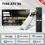 Android 14 TV98 ATV X6 Stick Support 8K Video BT5.0 WiFi 6 2GB 8GB Allwinner H313 Quad Core Voice Remote Smart TV Box