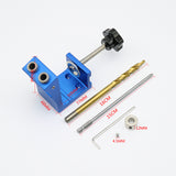 Pocket Hole Puncher Jig Kit Angle Drill Guide Set Wood Hole Saw Step Drill Bits For Wood Working Joinery Punch Locator Tools