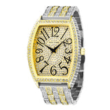 PINTIME Men Watch Iced Out Diamond Big Dia Barrel-Shaped Dial Hip Hop Relogios Fashion Quartz Wristwatch Waterproof Reloj Hombre
