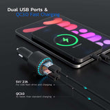QC3.0 Car Audio MP3 Player Wireless Bluetooth 5.0 FM Transmitter Dual USB Fast Charger Handsfree Car Kit U Disk Music Play
