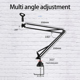 Microphone Stand Suspension Boom Scissor Arm Stands With 3/8-5/8 Screw Table Mounting Clamp Filter / Clip Holder