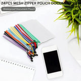 24Pcs Mesh Zipper Pouch Document Bag, Plastic Zip File Folders, Letter Size/A4 Size, for