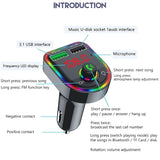 Colorful Breathing Atmosphere F6 FM Transmitter USB Charger Portable Adapter Dual Ports Hand free Lamp Car MP3 Player