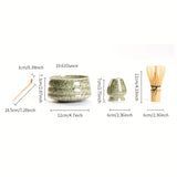 1 Set Japanese Matcha Tea Set, Matcha Ceremony Accessory - Matcha Whisk, Ceramic Bowl And Whisk Holder, Traditional Scoop