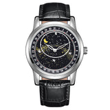 PINTIME Men's Watches Leather Strap Starry Moon Dial Casuals Fashion Quartz Wristwatch Luminous Waterproof Male Relogios Homme