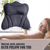 tub Pillow Back Soft Relaxing Neck Cups Bath Hot Cushion For Massage With Gray Suction Tool Spongy Spa