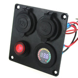 DIY 12V Voltmeter Cigarette Lighter 4.2A Dual USB Charger with switch 4 hole aluminum Panel For truck Boat marine trailer