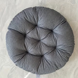 Round linen PUF with wheels - meditation cushion, soft and breathable seat cushion