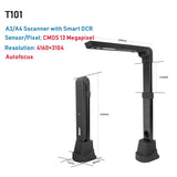 NETUM Book T101 Autofocus Document Scanner Max A4 A3 Size with Smart OCR Led Table Desk Lamp for Family Home Office