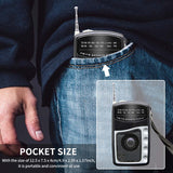 Mini Portable AM FM Radio Dual Band Pocket Radio MP3 Music Player Support Headphone Jack Telescopic Antenna