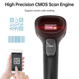 Handheld USB 2D 1D Barcode Scanner COMS Sensor High-speed QR Code Reader Plug and Play Auto-sensing/Continuous Scanning