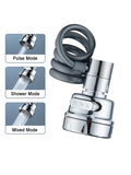 Universal spout with swivel universal extension for faucets, capable of rotating, boostingand splash proof water