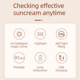 with UV Camera for Sunscreen Test LED Fill 3 Light Mode Travel Makeup Handheld Make Up Mirror