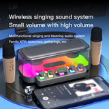Karaoke hine with Two Wireless Microphones Portable BT Speaker LED Lights Control High Volume Adjustable Super Bass Diaphragm