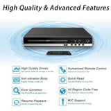 Home DVD Player VCD CD Disc Media Players Digital Multimedia with AV Output Remote Control USB Mic HD 1080P Playe-r Box for KTV